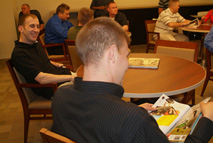 Students relaxing in the Newstand break area in Atlanta